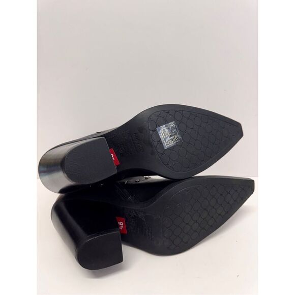 Arezzo Boots Size 9.5B Black Leather Block Heel Studded Booties Side Zip NEW - Picture 10 of 10